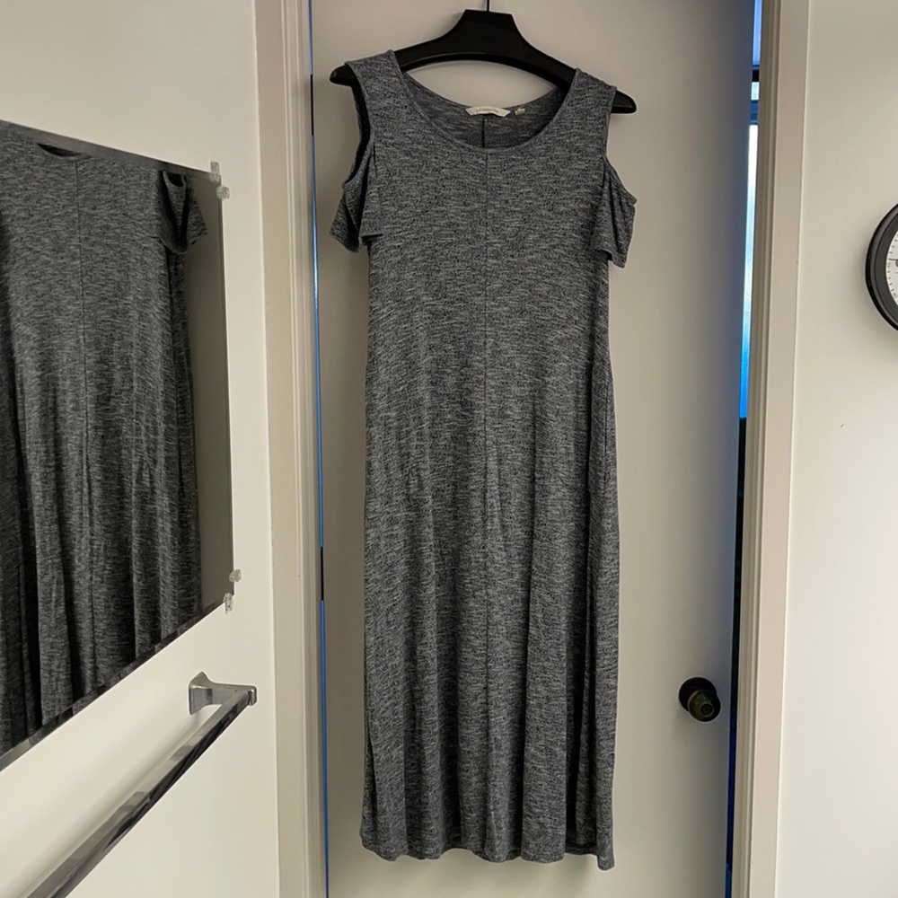 Long knit cut out shoulder dress